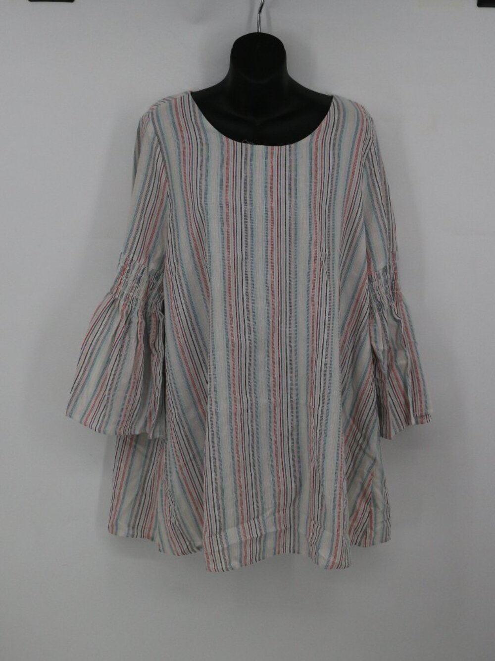 Entro Womens Pastel Striped Shift Dress Size Large NWOT 100% Cotton Lined